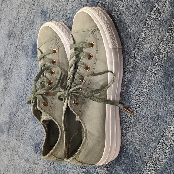 Women's Converse Chuck Taylor Leather Lift, Green - Picture 4 of 8